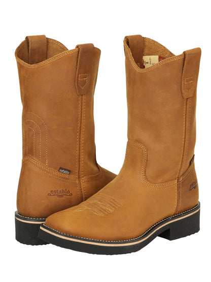 Establo Men’s Rodeo Work Boot - Crazy Leather in Mango 41549