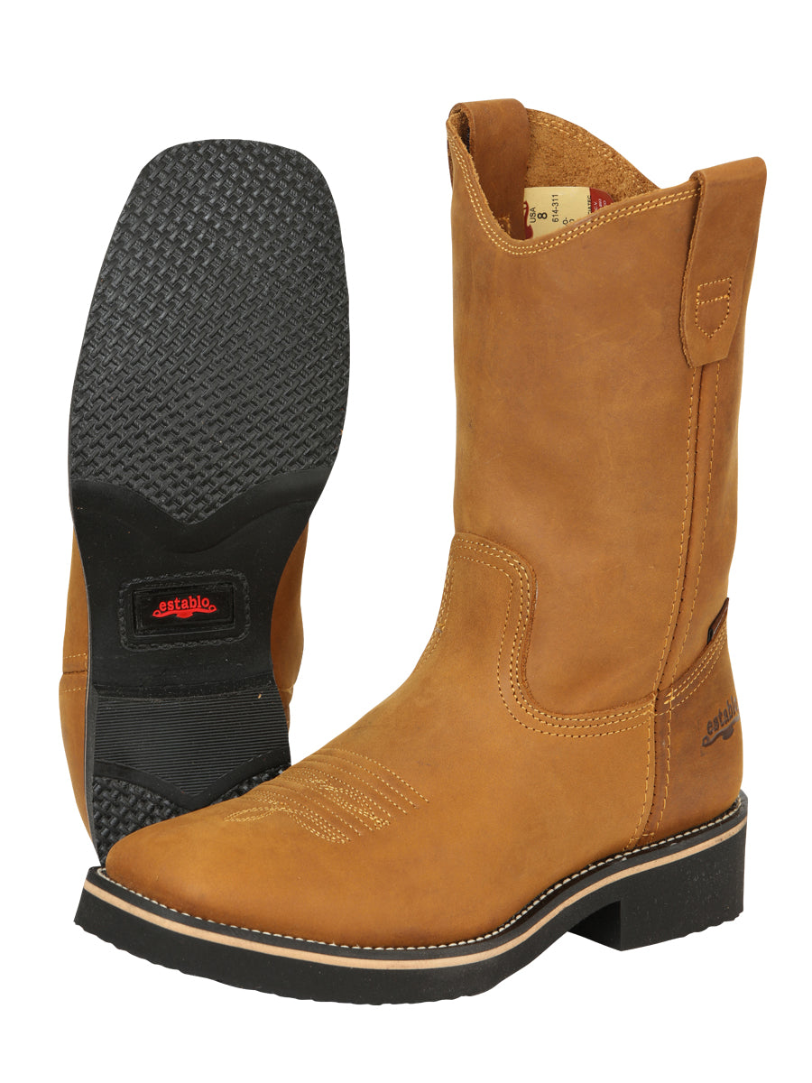 Establo Men’s Rodeo Work Boot - Crazy Leather in Mango 41549