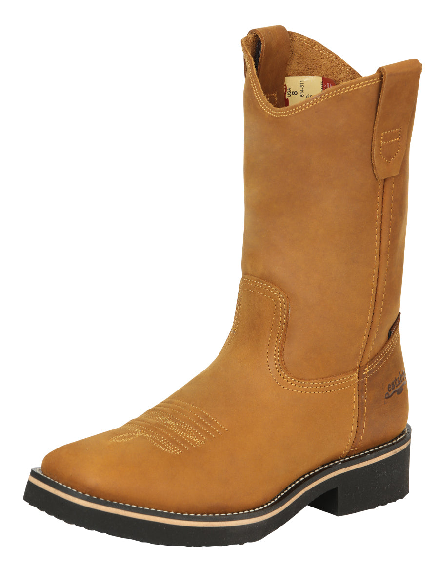 Establo Men’s Rodeo Work Boot - Crazy Leather in Mango 41549