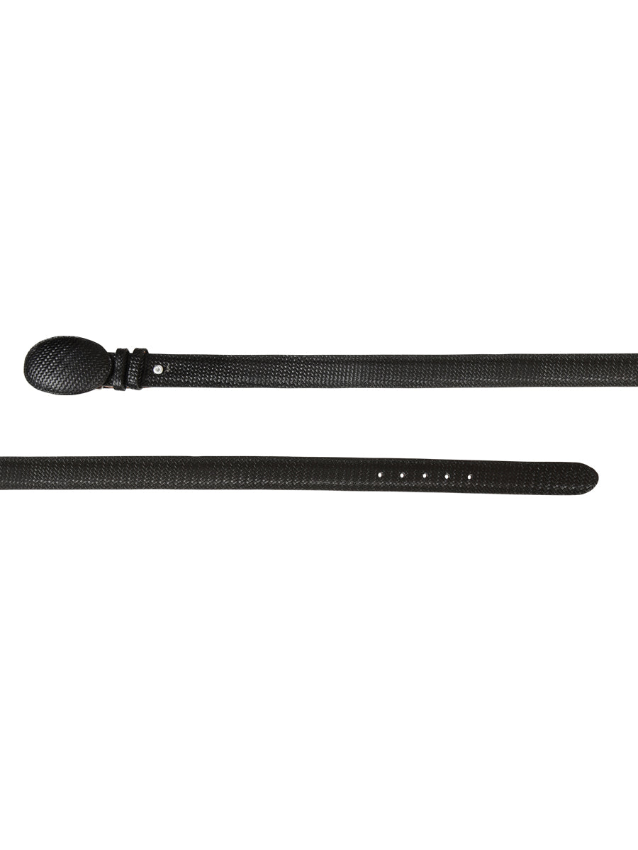 El General Men’s Western Belt - Black Woven Embossed Leather  41897