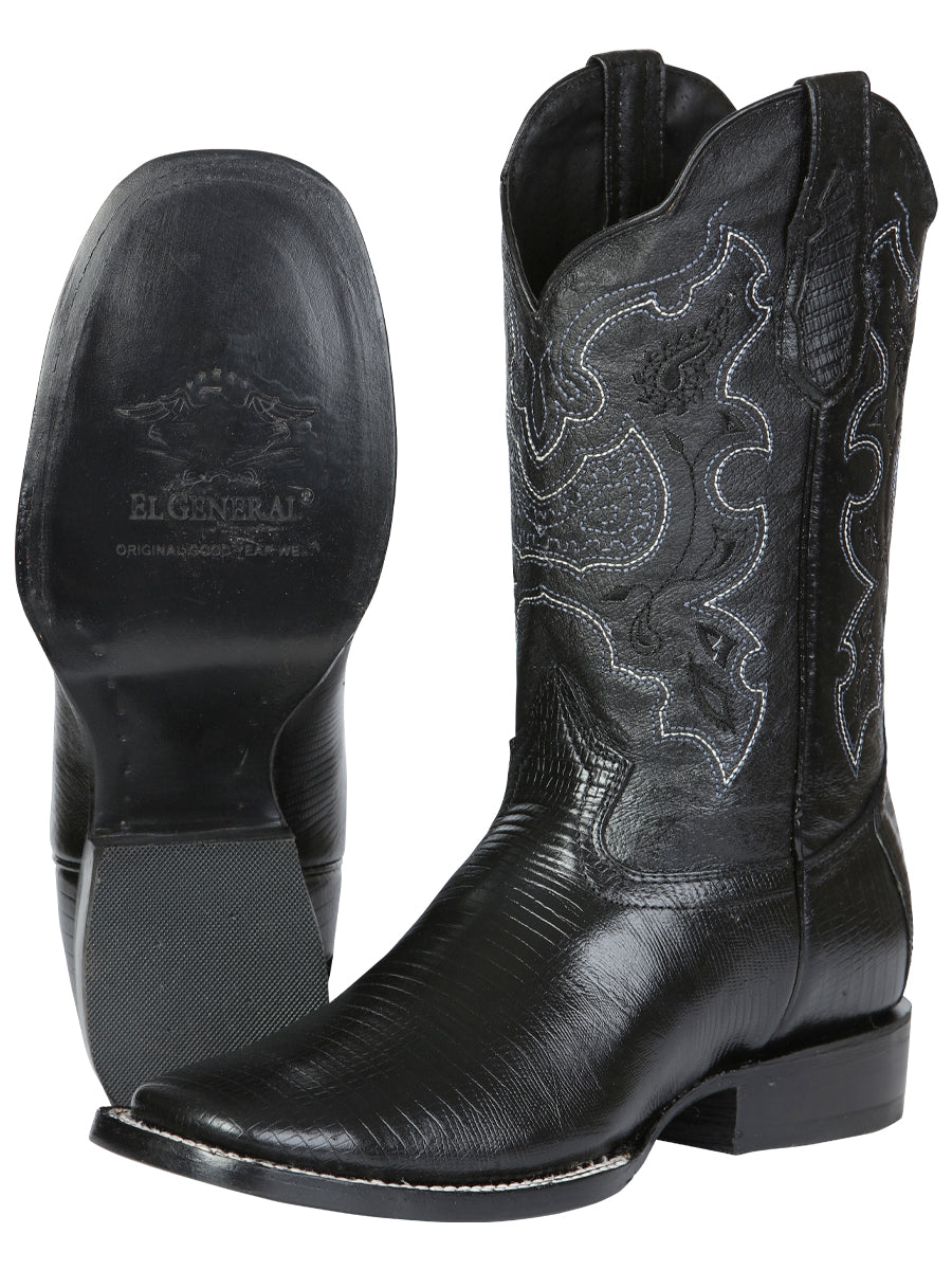 El General Men's Rodeo Boot - Imitation Lizard - Black 41904