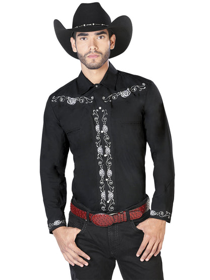 El General Embroidery Western Shirt Black/White 42937