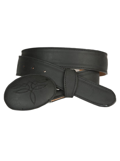 El General Men’s Western Belt - Crazy Cowhide Leather - Black  43190