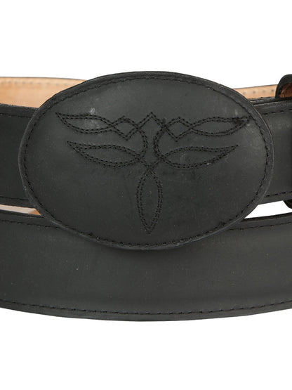 El General Men’s Western Belt - Crazy Cowhide Leather - Black  43190