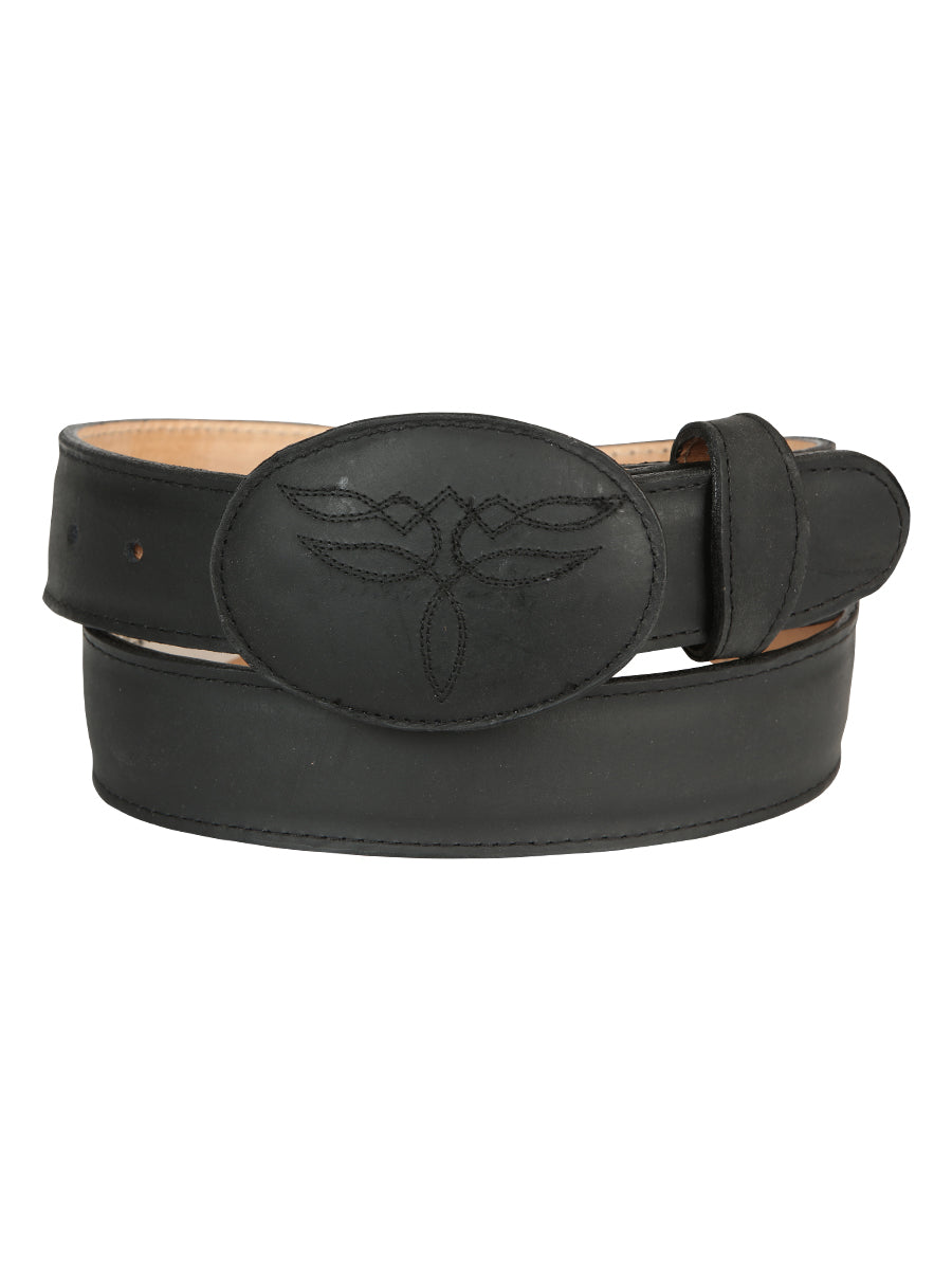 El General Men’s Western Belt - Crazy Cowhide Leather - Black  43190
