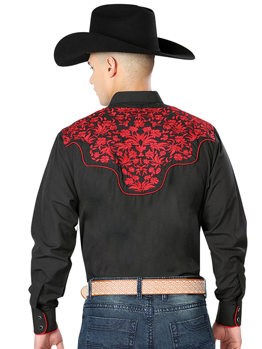El Señor de los Cielos Embroidery Shirt Black/Red 43297