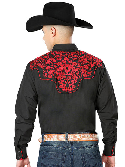El Señor de los Cielos Embroidery Shirt Black/Red 43297