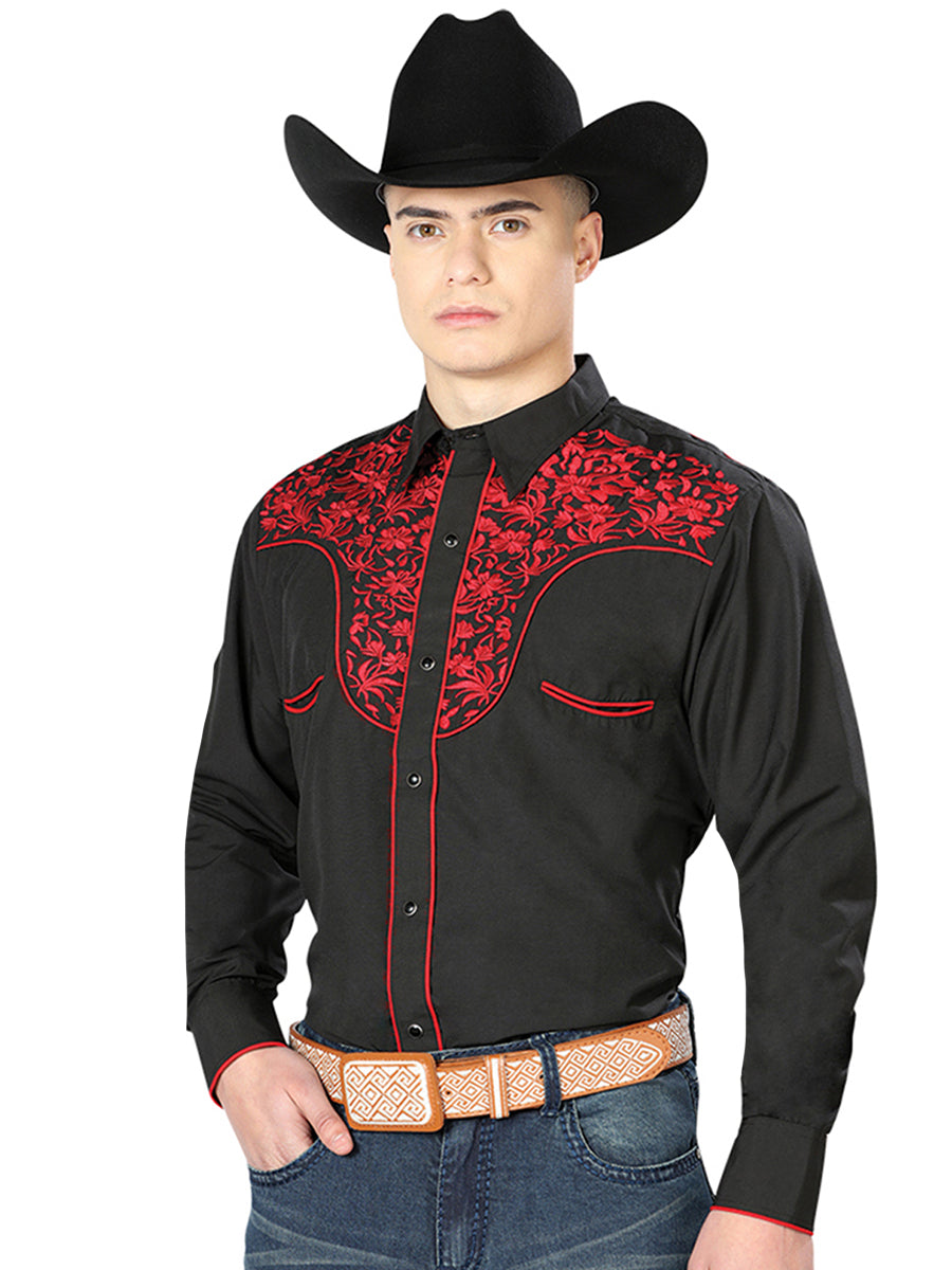 El Señor de los Cielos Embroidery Shirt Black/Red 43297