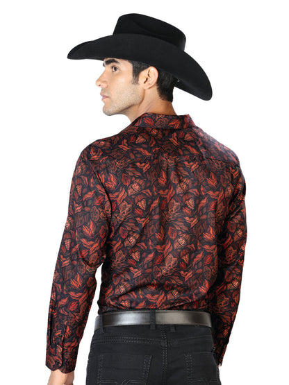 Black And Brick Long Sleeve  Shirt 43541