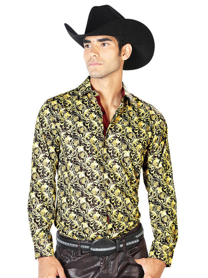 Black And Yellow Casual Long Sleeve Shirt 43542