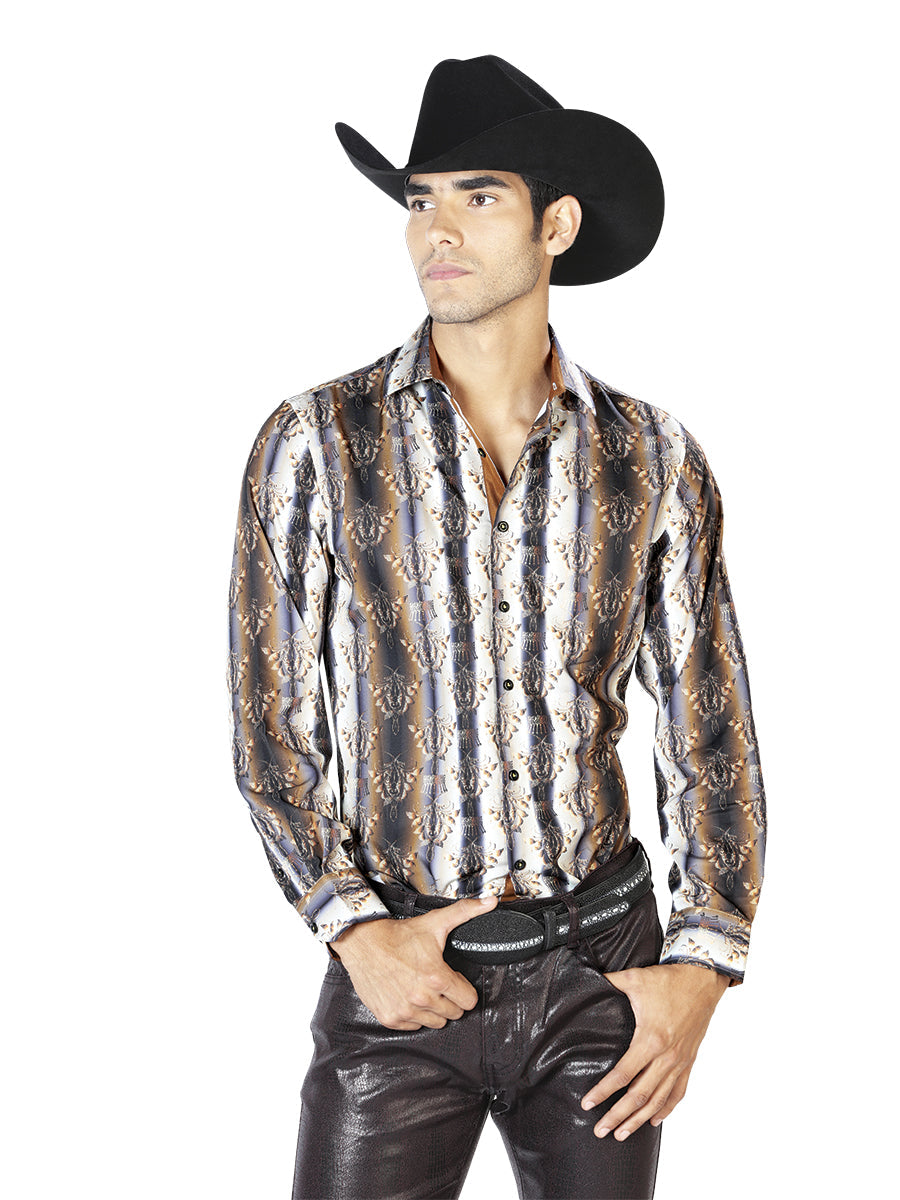 Black And Brown Casual Long Sleeve Shirt 43546