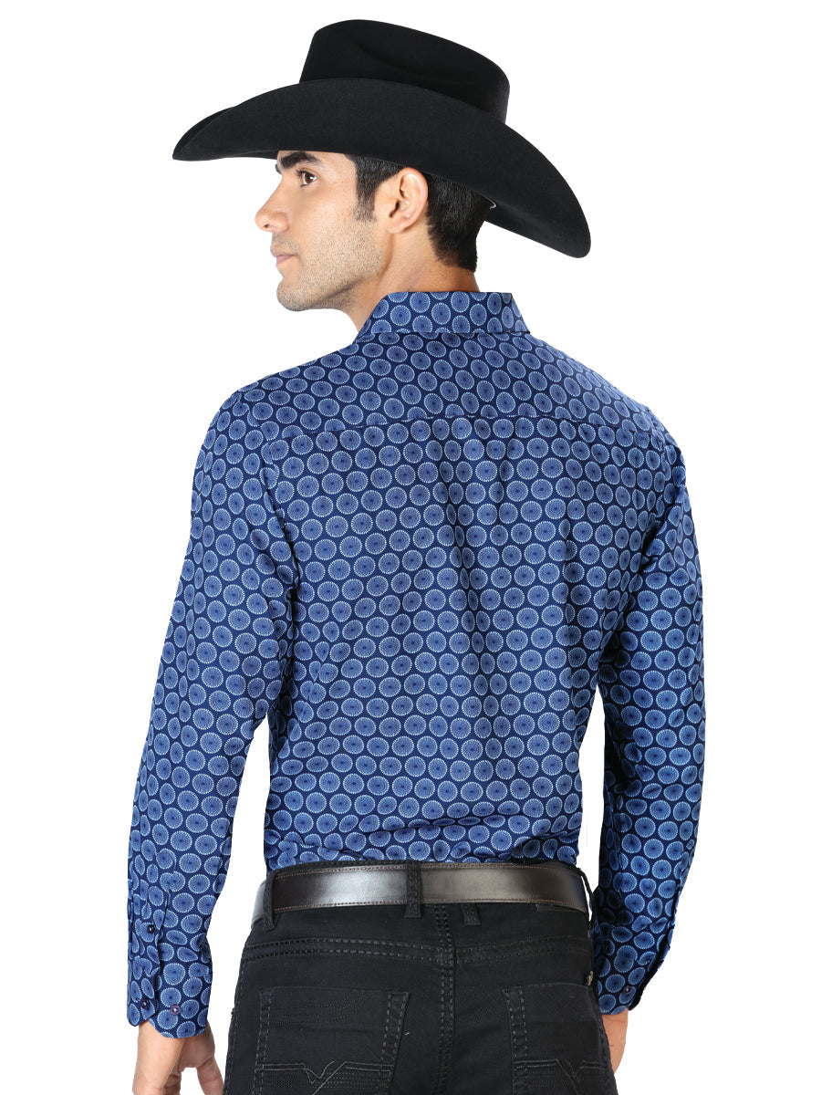 Navy Blue Casual Long Sleeve Shirt 43550