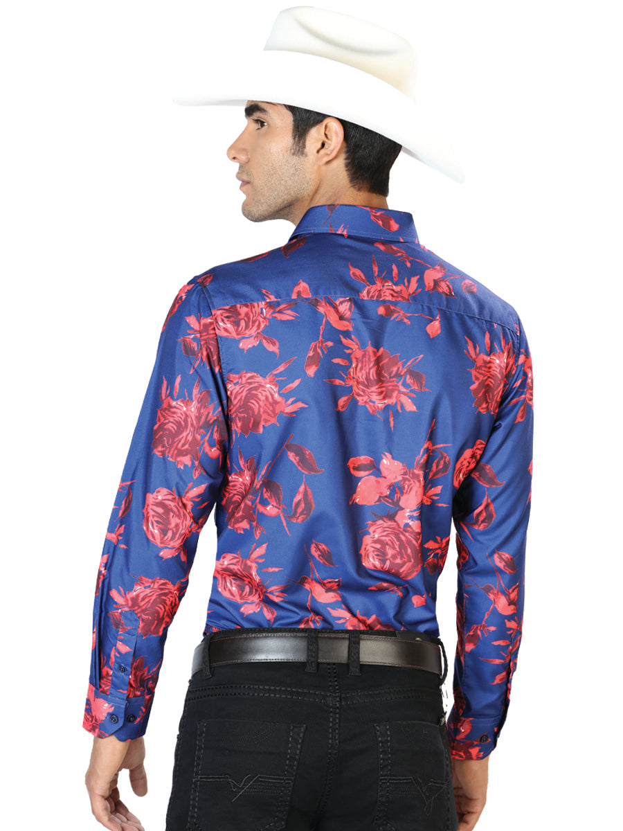 Blue And Red  Casual Long Sleeve Shirt 43563
