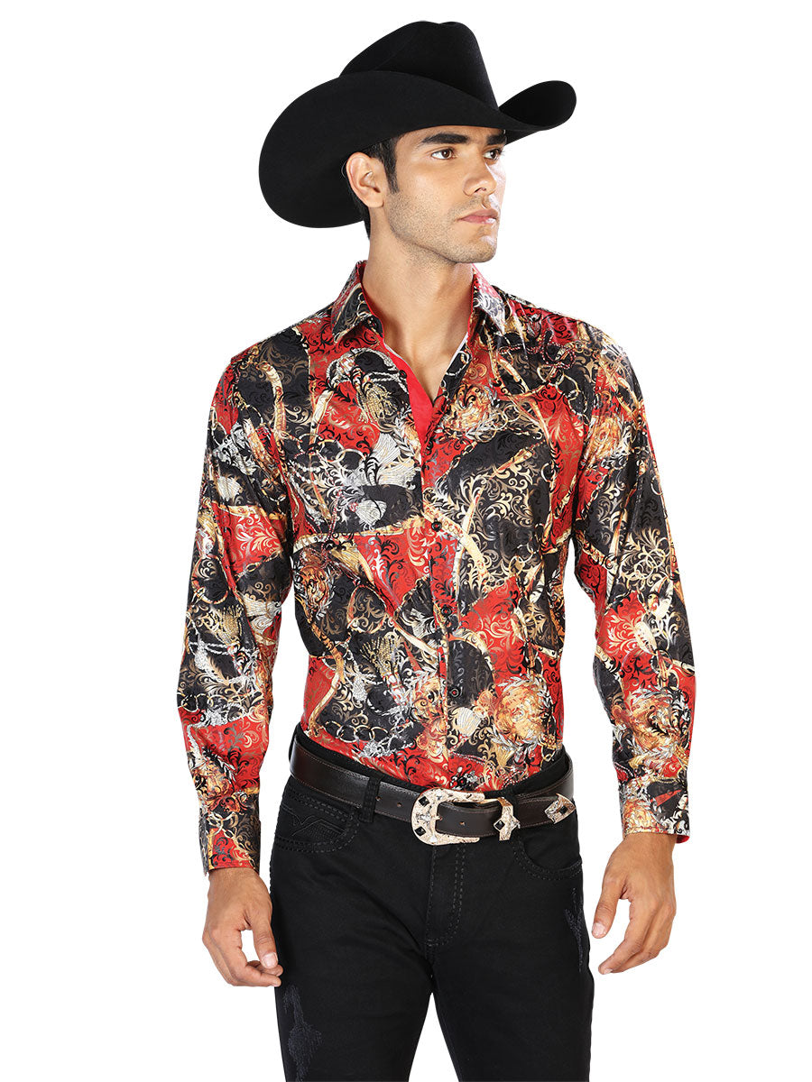 Black Red Casual Long Sleeve Shirt 43569