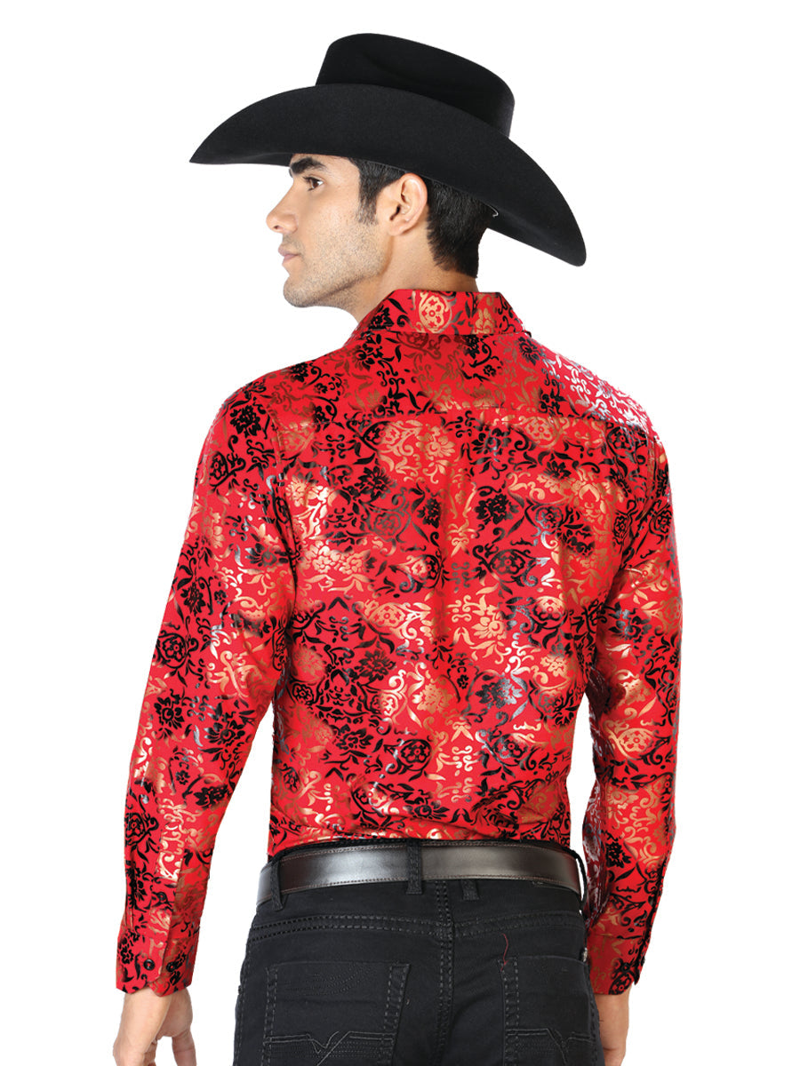 Red And Gold Casual Long Sleeve Shirt 43572