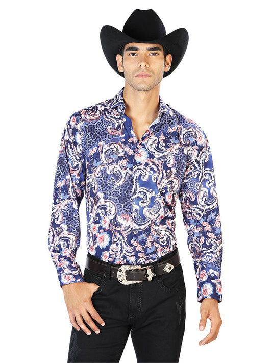 Navy Blue Casual Long Sleeve Shirt 43577