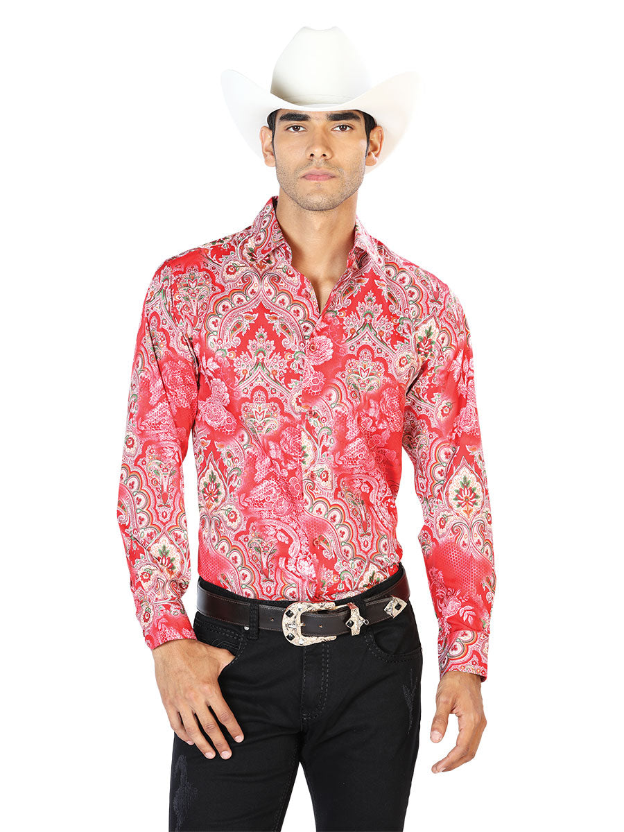 Red Casual Long Sleeve Shirt 43581
