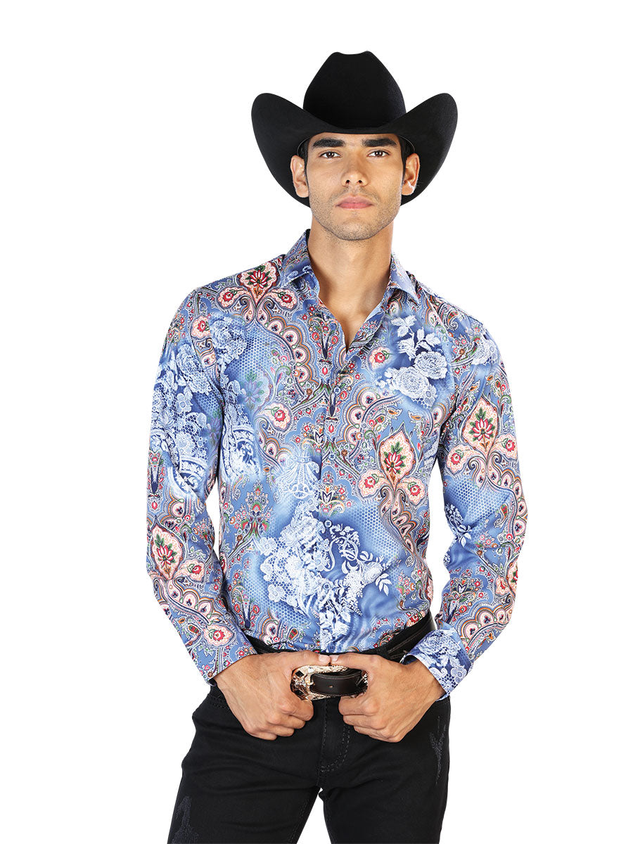 Blue Casual Long Sleeve Shirt 43582