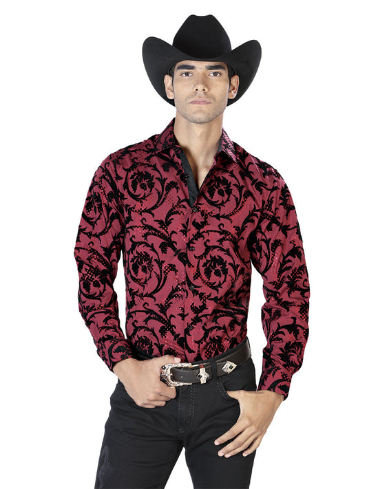 Dark Wine Casual Long Sleeve Shirt 43585