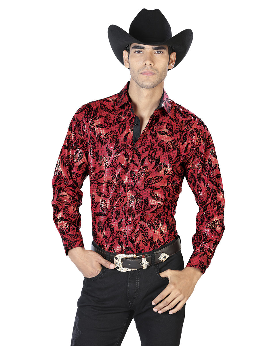 Wine Casual Long Sleeve Shirt 43588