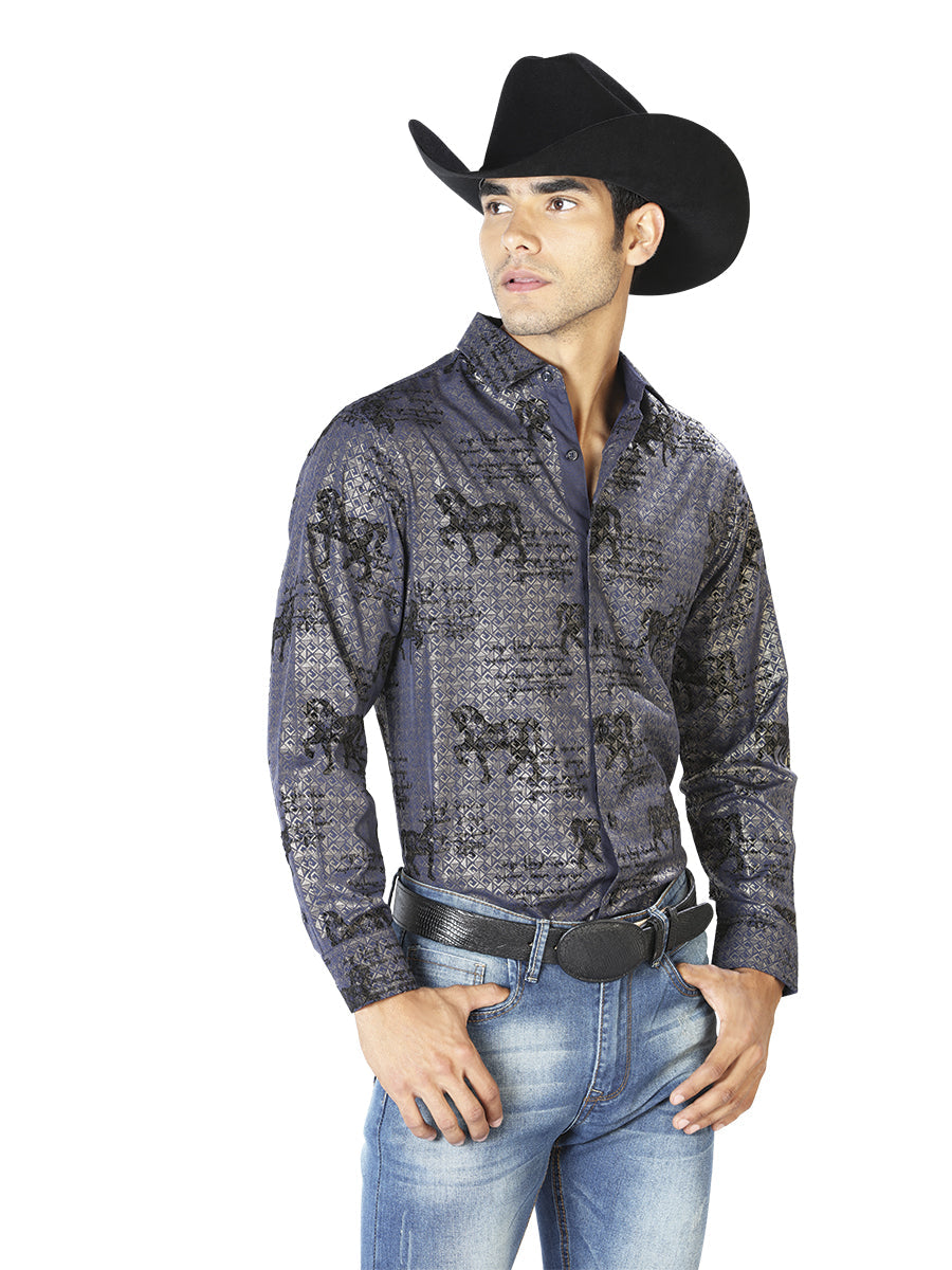 Navy Casual Long Sleeve Shirt 43598