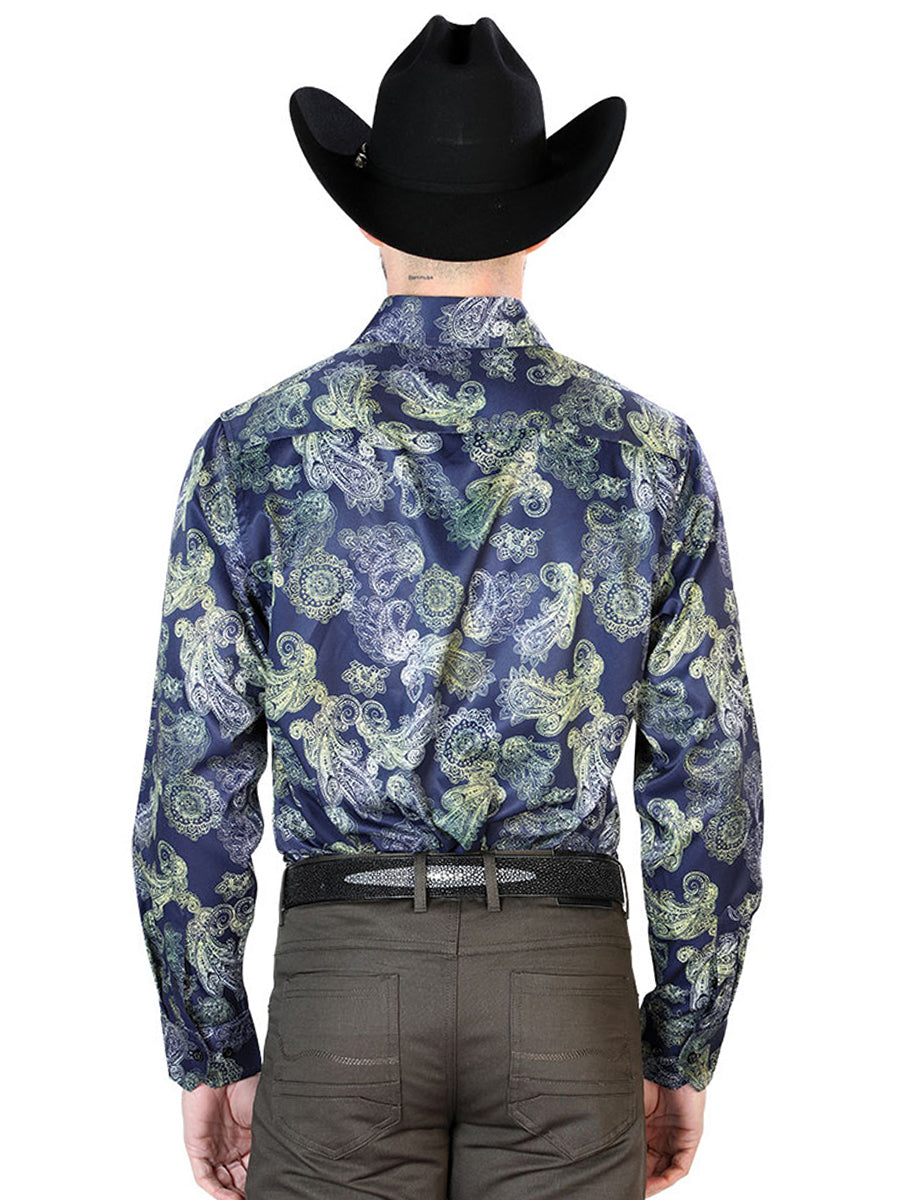 Blue Casual Long Sleeve Shirt 43666