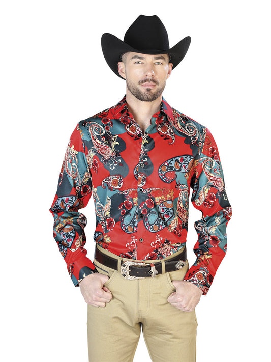 Red Casual Long Sleeve Shirt 43668