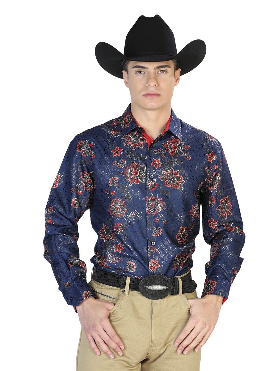Navy Blue  Casual Long Sleeve Shirt 43808
