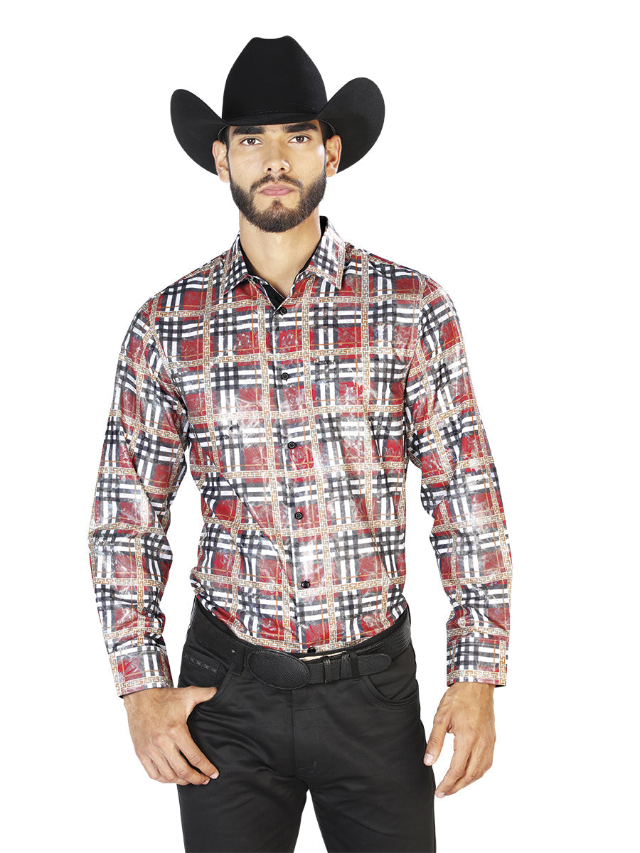 Red Checker Casual Long Sleeve Shirt 43816