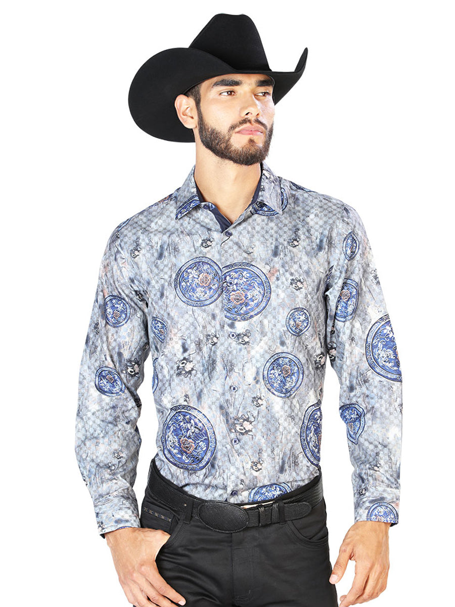 Blue Casual Long Sleeve Shirt 43823