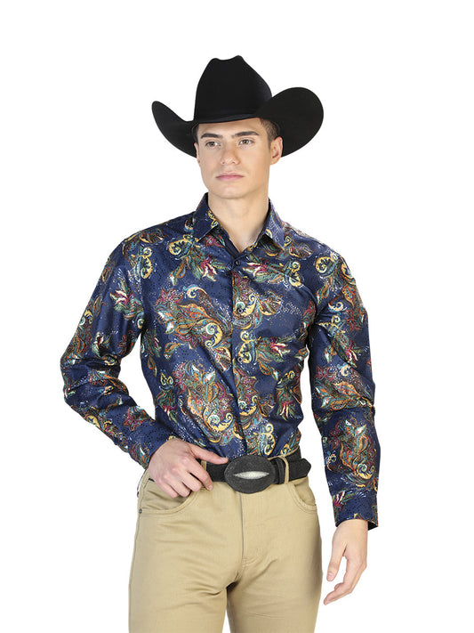 Blue Multicolor Casual Long Sleeve Shirt 43827