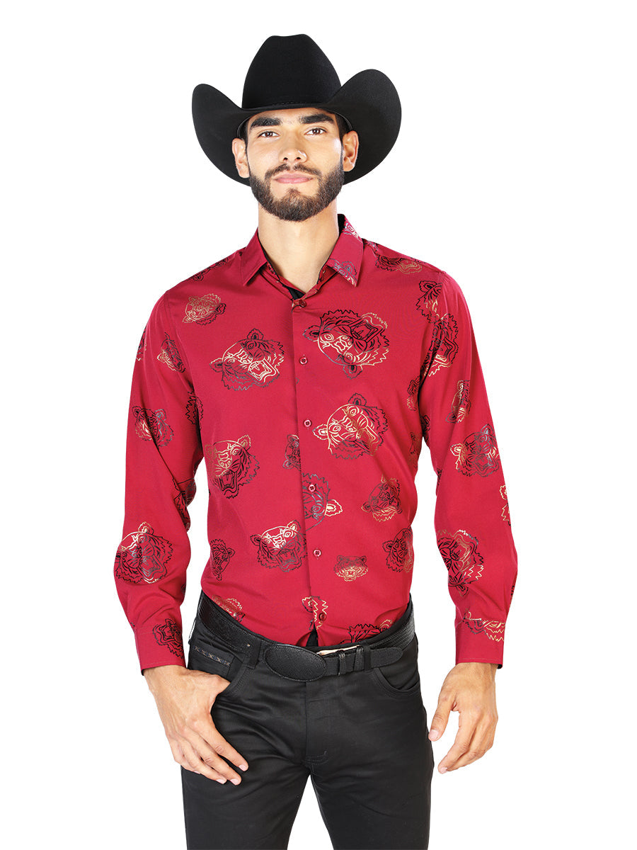 Red Casual Long Sleeve  Shirt 43829