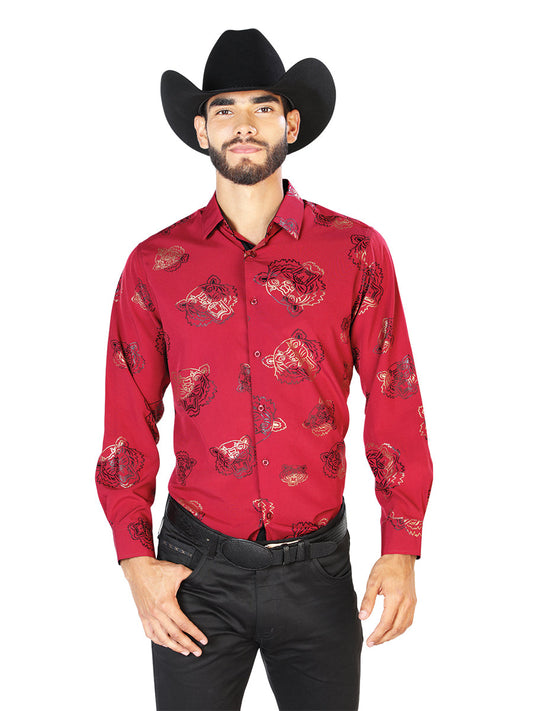 Red Casual Long Sleeve  Shirt 43829