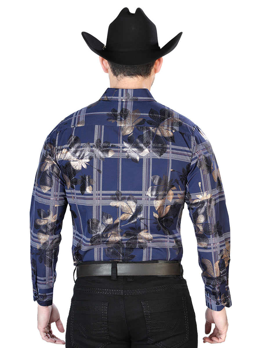Navy Blue Long Sleeve Western Cowboy Shirt 43837