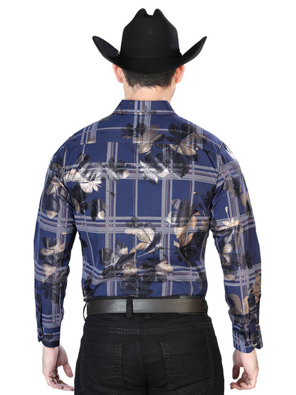 Navy Blue Long Sleeve Western Cowboy Shirt 43837