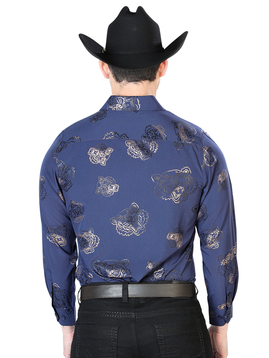 Navy Casual Long Sleeve Shirt 43843
