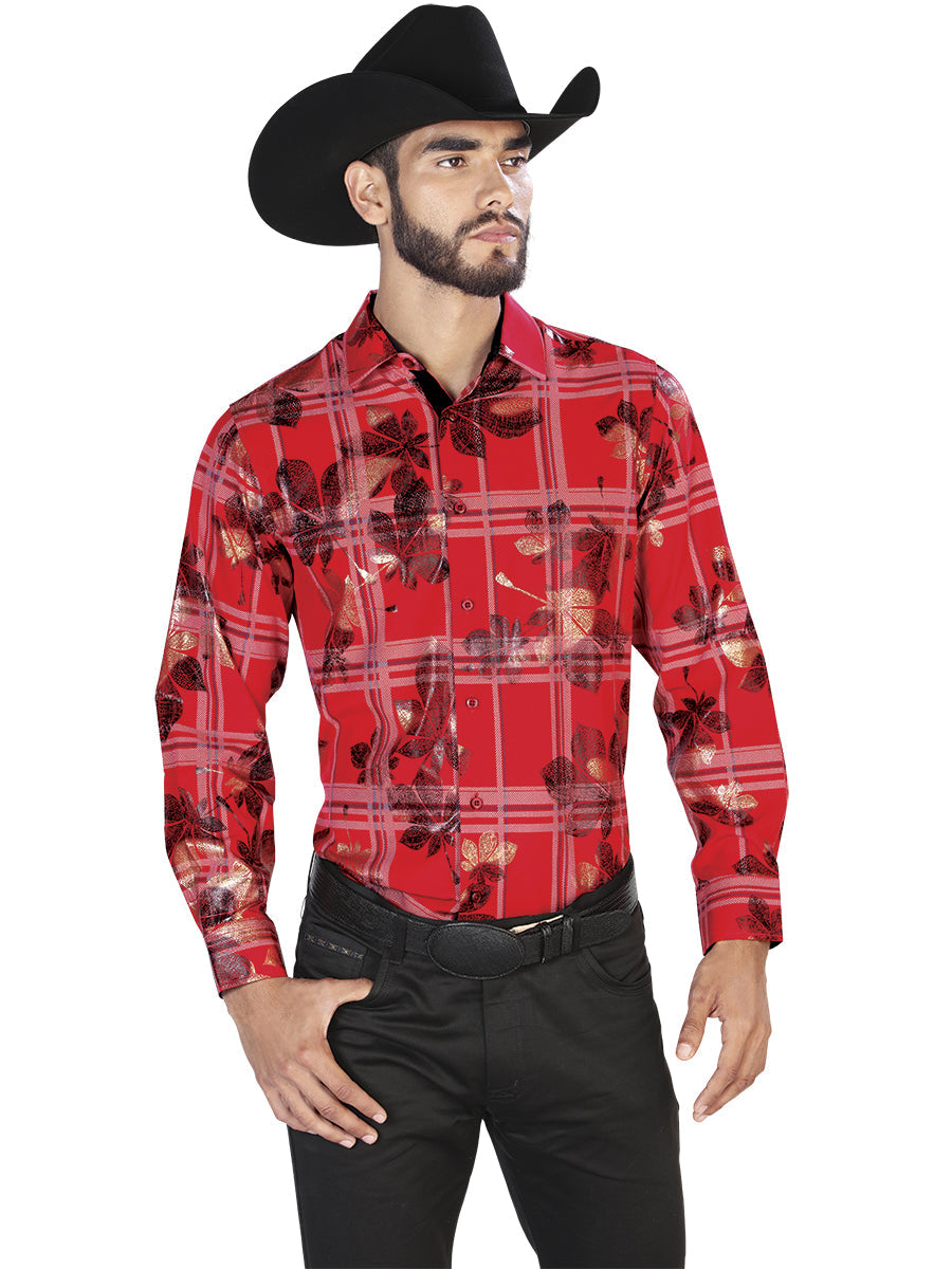 Red Casual Long Sleeve Shirt 43844