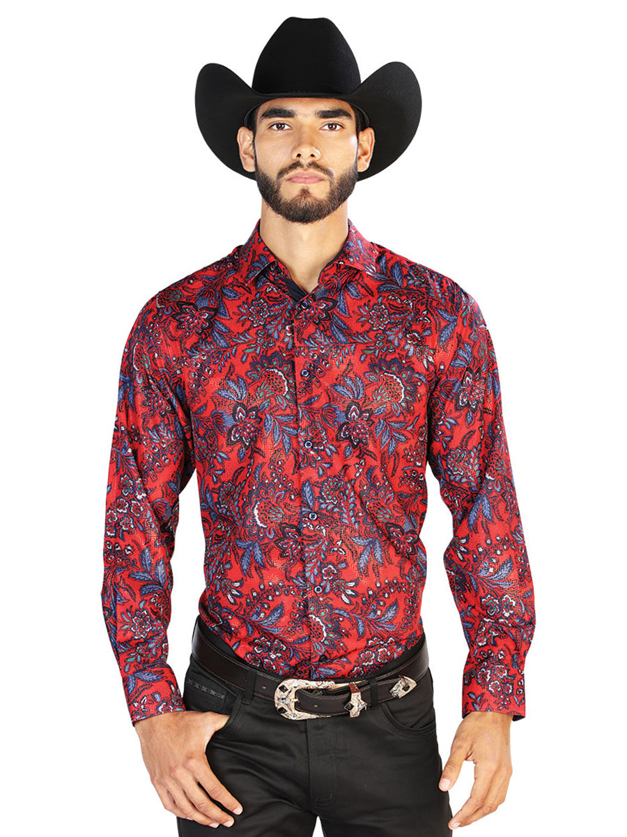 Red And Blue Casual Long Sleeve Shirt 43856