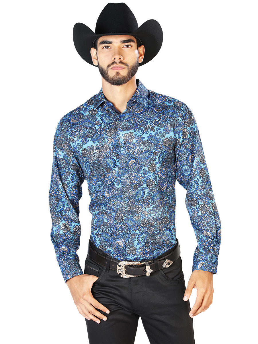 Blue Casual Long Sleeve Shirt 43859