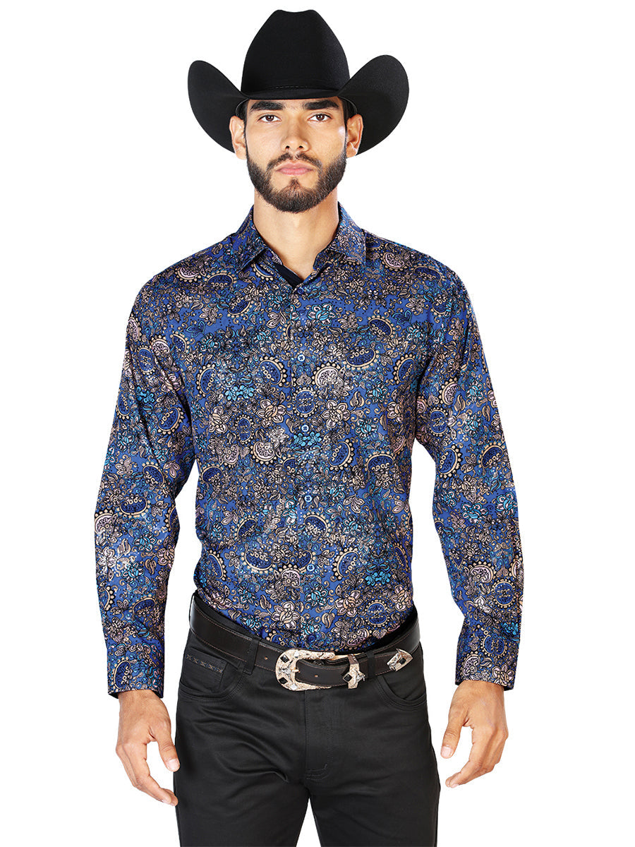 Navy Blue Casual Long Sleeve Shirt 43860