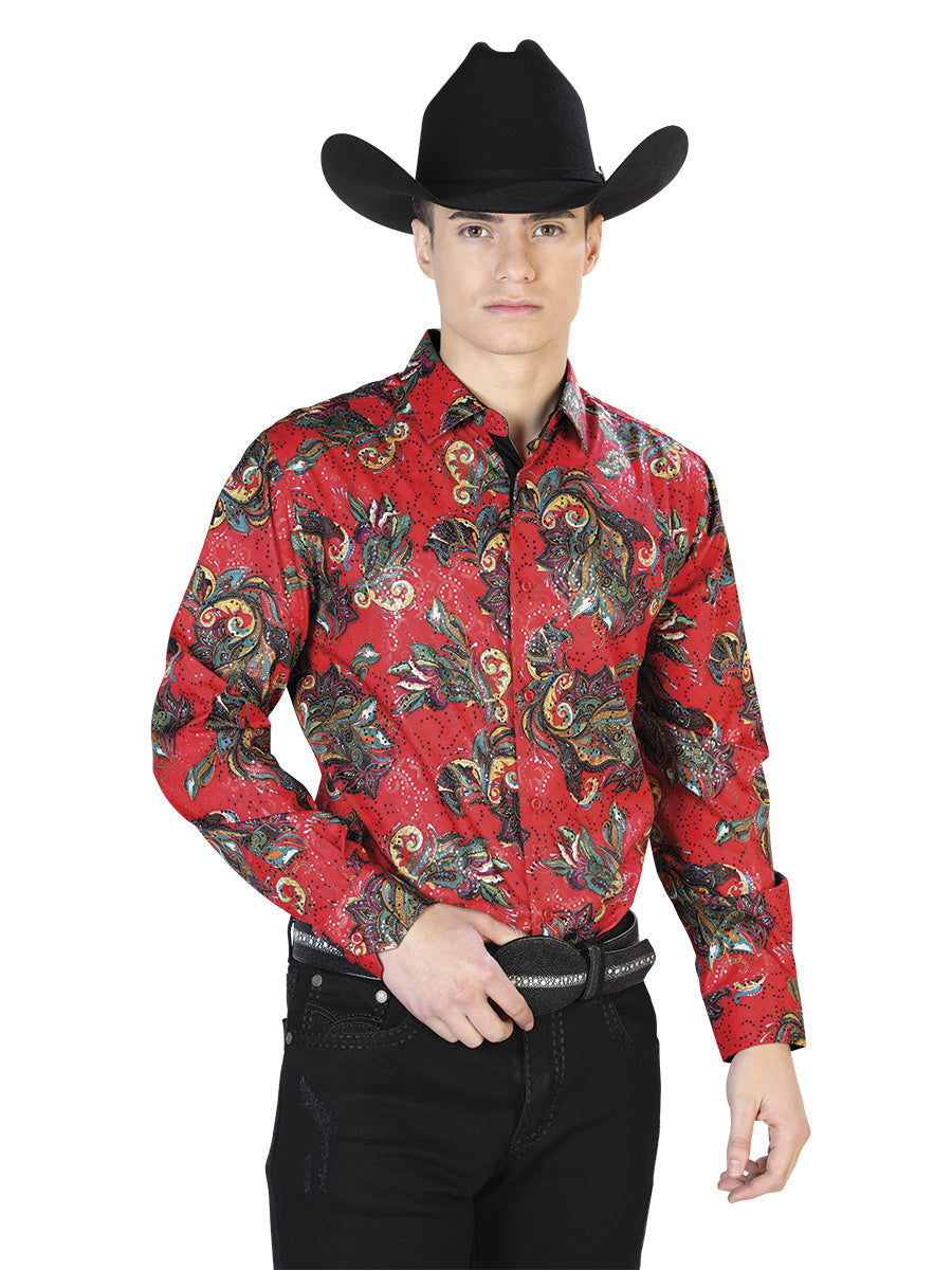Red Casual Long Sleeve Shirt 43869