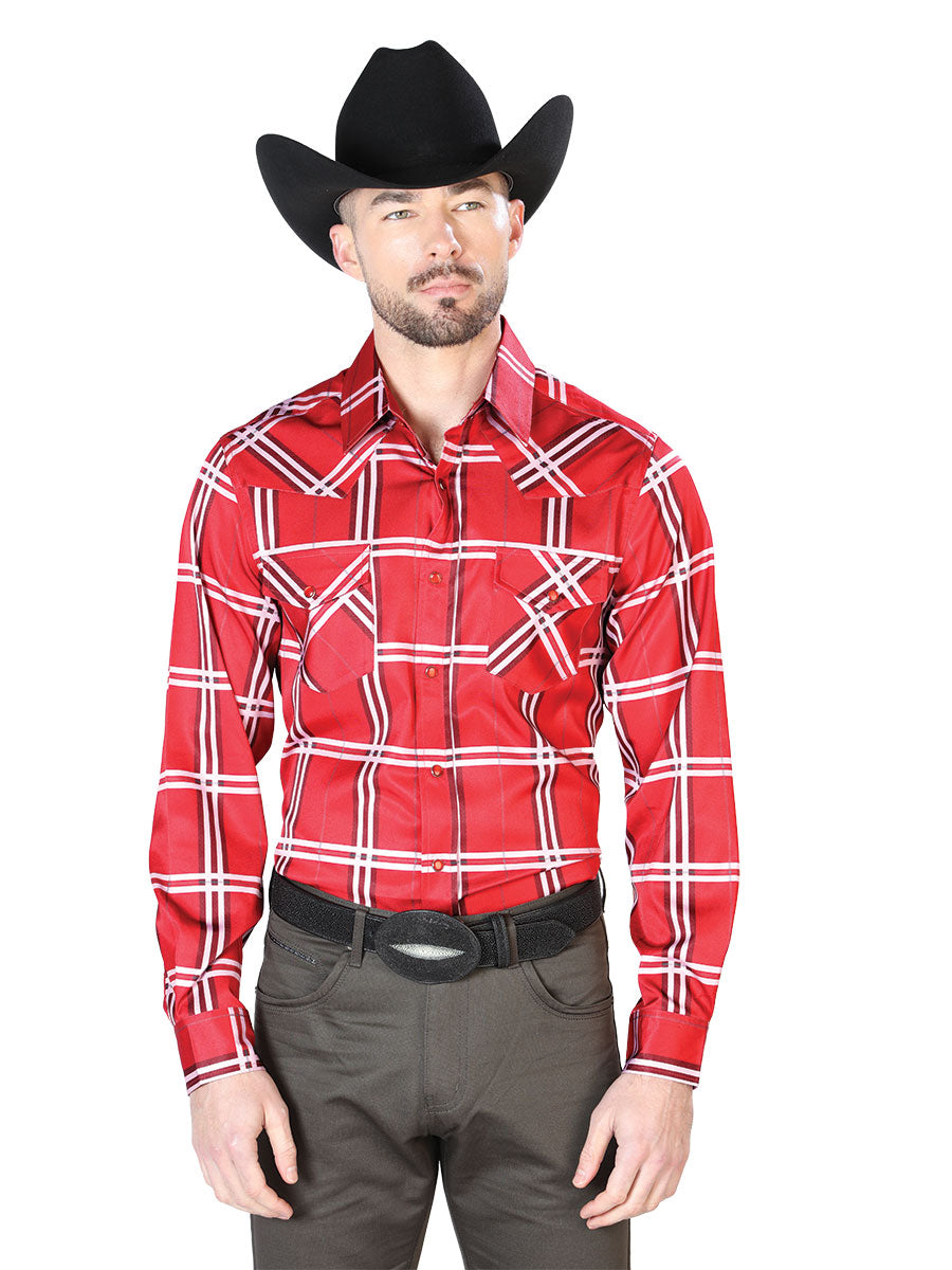 Red With Stripes Casual Long Sleeve Shirt 43928