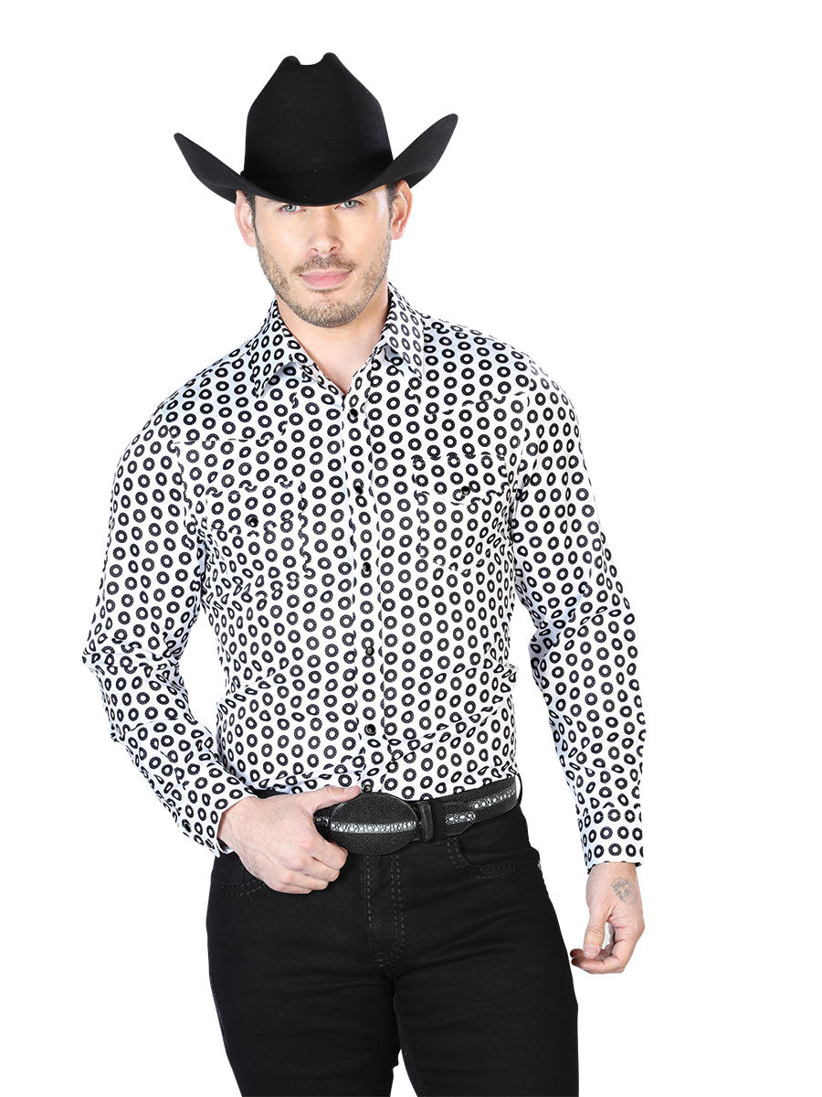 White And Black Casual Long Sleeve Shirt 43938