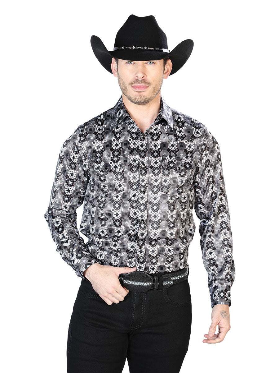 Black And  Gray Casual Long Sleeve Shirt 43939