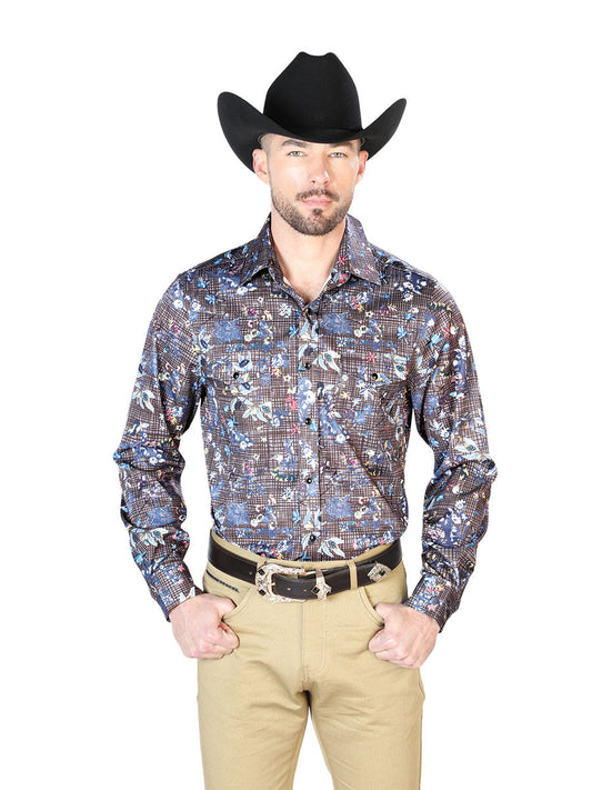 Navy Floral Casual Long Sleeve Shirt 43953