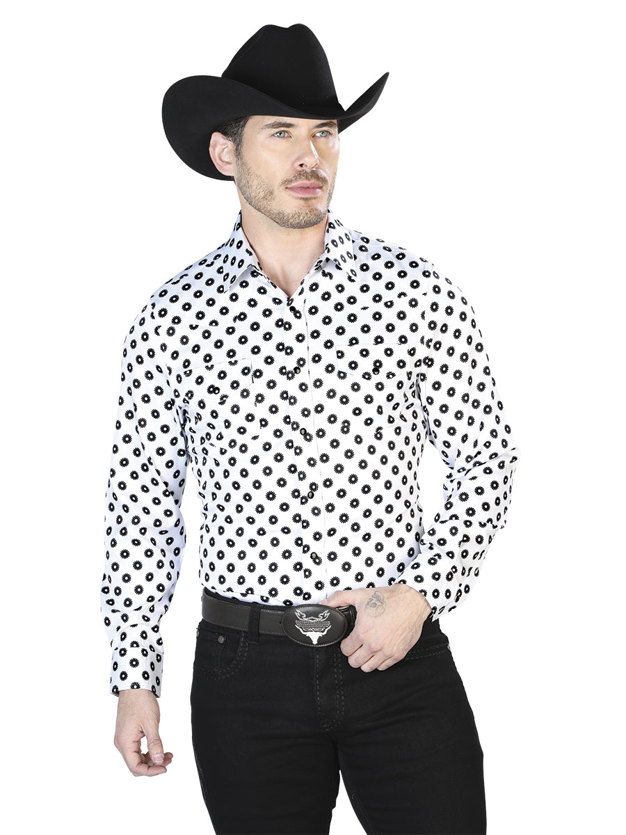 White And Black Casual Long Sleeve Shirt 43964