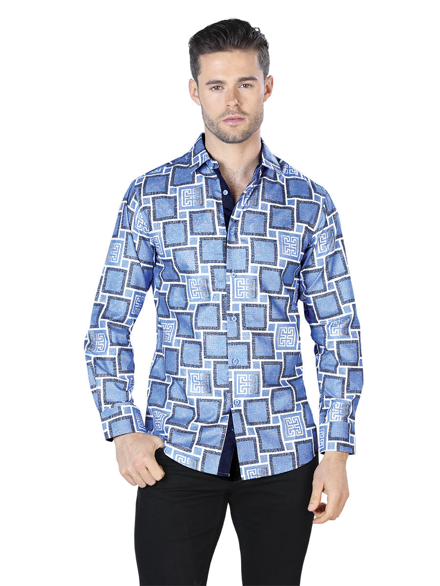 Blue Casual Long Sleeve Shirt 44004