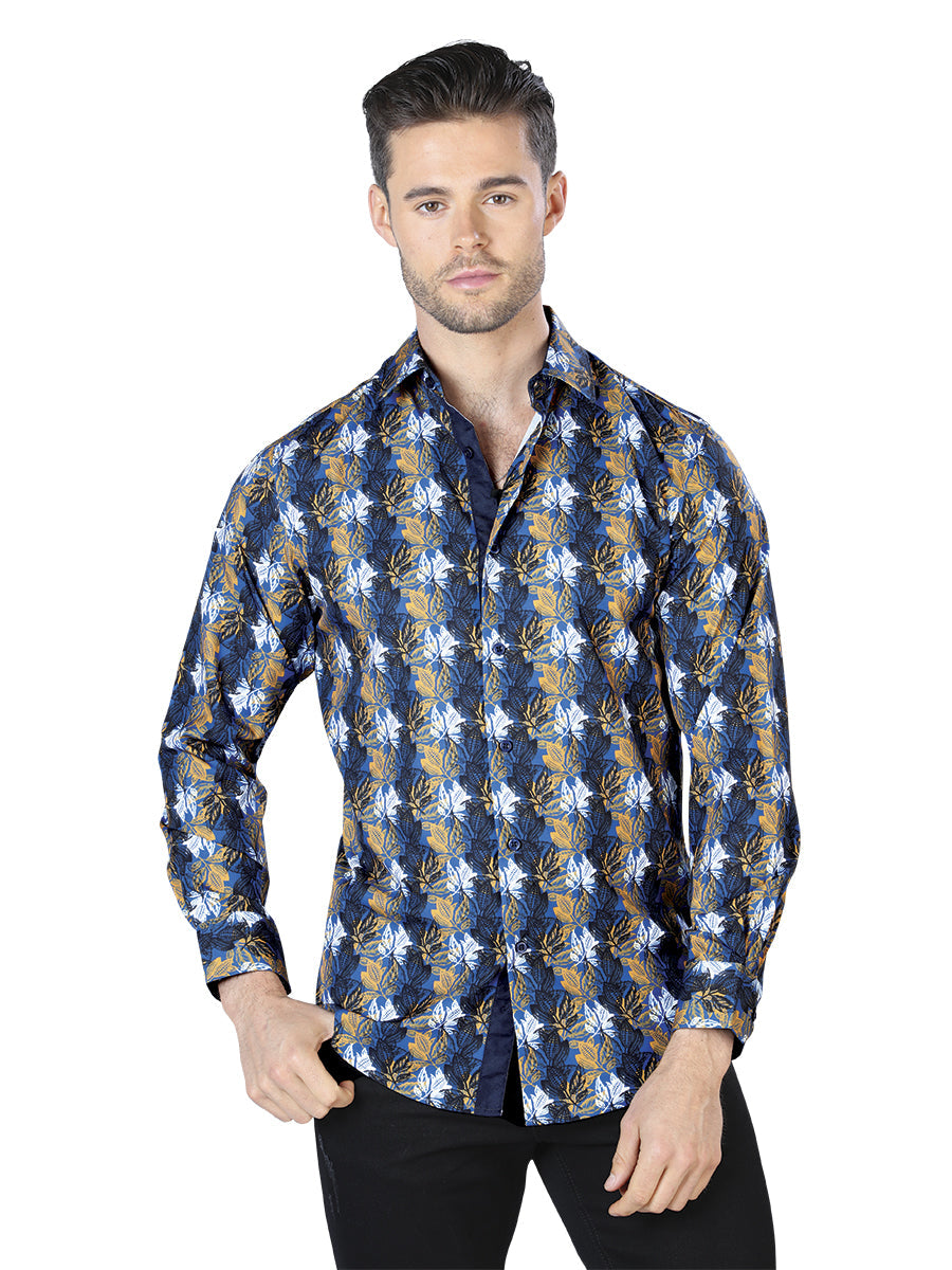 Blue Casual Long Sleeve Shirt 44046