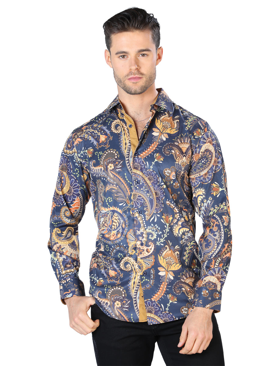 Black And Gold Silver Casual Long Sleeve Shirt 44051