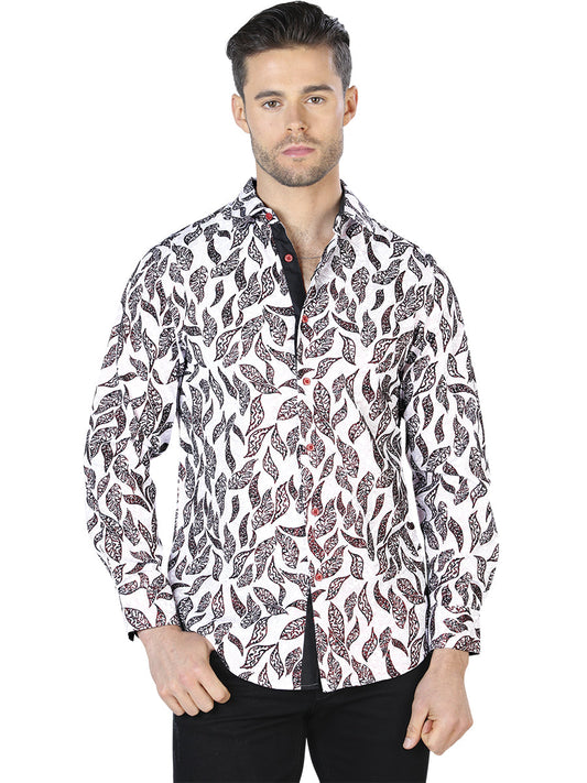 White And Black Casual Long Sleeve Shirt 44055